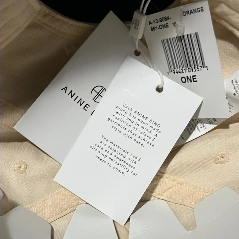 💥 1 DAY SALE 💥 NWT Anine Bing Jeremy Baseball Cap RARE Cream Orange 💯 Cotton - Picture 12 of 13